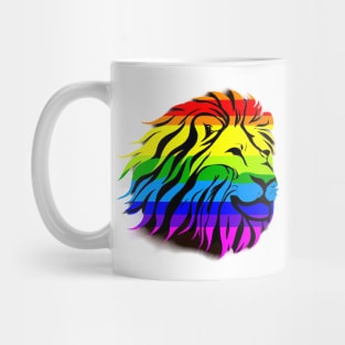 Cute Colorful Rainbow Lion Shape Head Drawing Mug